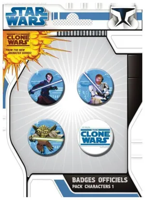 STAR WARS CHAPAS PACK DE 4 CLONE WARS PERSONAJES #01                       