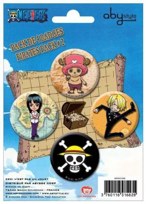 ONE PIECE CHAPAS PACK DE 4 PIRATES PACK #2                                 