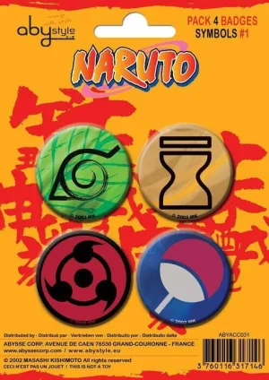 NARUTO CHAPAS PACK DE 4 SIMBOLOS #1                                        