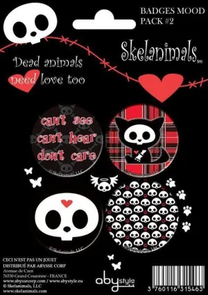SKELANIMALS CHAPAS PACK DE 4 MOOD PACK #2                                  