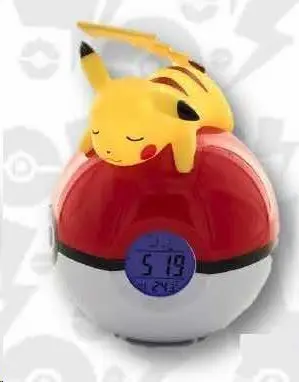 POKEMON LAMPARA LED PIKACHU DURMIENDO EN POKEBALL RELOJ DESPERTADOR