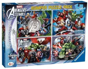 LOS VENGADORES PUZZLE 4 X 100 PIEZAS BUMPER PACK MARVEL                    