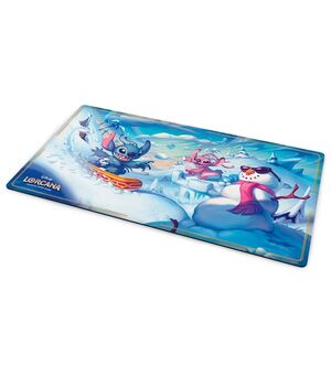 DISNEY LORCANA TCG HYPERIA CITY TAPETE PLAYMAT STITCH AND ANGEL IN WINTERSPELL