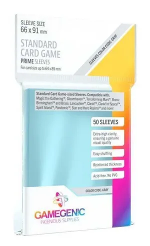 GAMEGENIC: PRIME STANDARD CARD GAME SLEEVES 66X91MM (50)                   