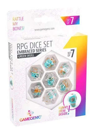GAMEGENIC: GREEN SKULL RPG DICE SET (7PCS)