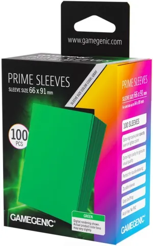 GAMEGENIC FUNDAS PRIME SLEEVES GREEN 66X91 (100)