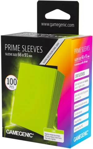 GAMEGENIC FUNDAS PRIME SLEEVES LIME 66X91 (100)