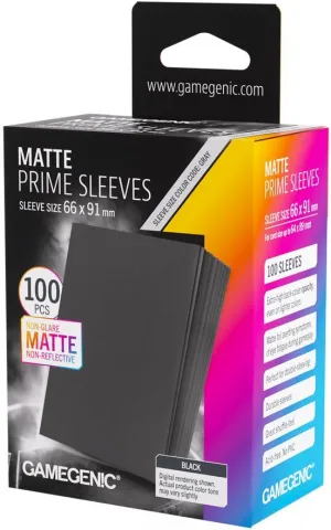 GAMEGENIC FUNDAS MATTE PRIME SLEEVES BLACK 66X91 (100)