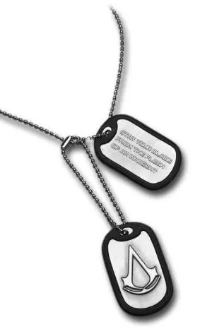 ASSASSIN'S CREED CHAPAS DE IDENTIFICACION CON CADENA LOGO ASSASSIN'S CREED CHAPAS DE IDENTIFICACION CON CADENA LOGO