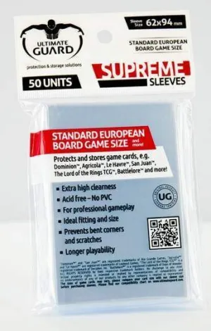 FUNDAS CARTAS JUEGOS DE MESA ULTIMATE GUARD SUPREME - STANDARD EUROPEAN (5 