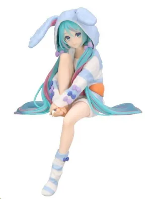 HATSUNE MIKU ESTATUA PVC PIJAMA CAPUCHA CON OREJAS DE CONEJO COLOR AZUL 14 CM