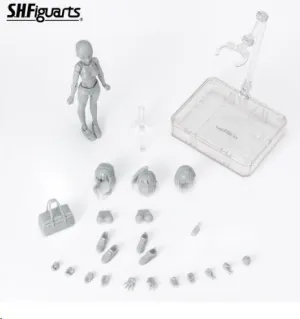 BODY-CHAN SH FIGUARTS FIGURA MUJER -SCHOOL LIFE- EDITION DX SET (GRAY COLOR VER.) 13 CM