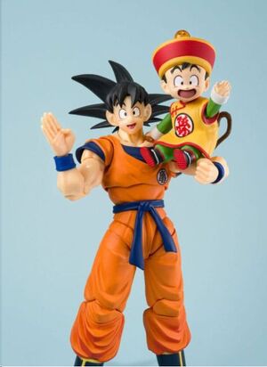DRAGON BALL FIGURA SH FIGUARTS SON GOKU & SON GOHAN KID & KINTOUN 14 CM & 6 CM