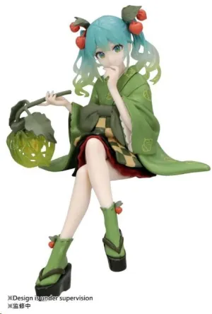 HATSUNE MIKU ESTATUA PVC NOODLE STOPPER FLOWER FAIRY WINTER CHERRY GREEN COLOR VER. 15 CM