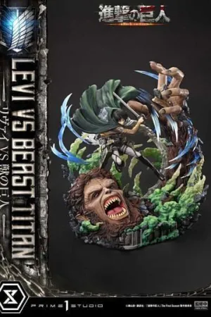 ATAQUE A LOS TITANES ESTATUA ULTIMATE PREMIUM MASTERLINE SERIES 1/4 LEVI VS BEAST TITAN 73 CM