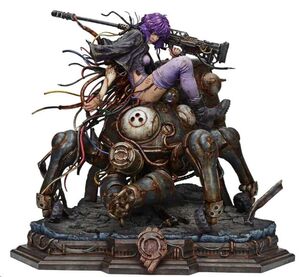 GHOST IN THE SHELL STAND ALONE COMPLEX THE LEGEND OF BEAUTY AND THE BEAST ESTATUA 1/4 MOTOKO KUSANAGI & TACHIKOMA CHARACTER COLOR ART BY ENTEI RYU BONUS VERSION 53 CM