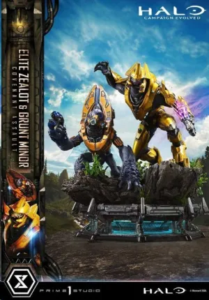 HALO: CAMPAIGN EVOLVED ULTIMATE PREMIUM MASTERLINE SERIES ESTATUA 1/4 ELITE ZEALOT & GRUNT MINOR: COVENANT ASSAULT BONUS VERSION 81 CM