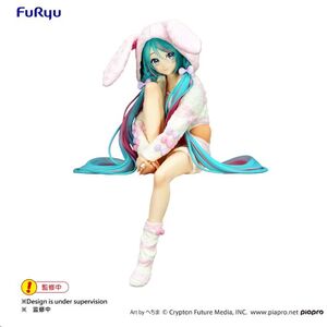 HATSUNE MIKU ESTATUA PVC NOODLE STOPPER RABBIT EAR HOOD PAJAMA 14 CM