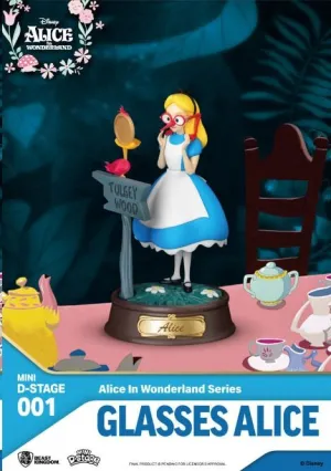 ALICIA EN EL PAÍS DE LAS MARAVILLAS ESTATUA PVC MINI DIORAMA GAFAS DE ESCENARIO ALICE 10 CM
