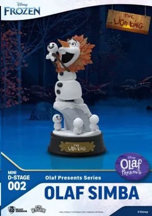 FROZEN EL REINO DEL HIELO ESTATUA PVC MINI DIORAMA STAGE OLAF PRESENTS OLAF SIMBA 12 CM