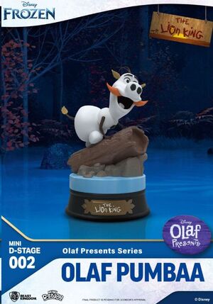 FROZEN EL REINO DEL HIELO ESTATUA PVC MINI DIORAMA STAGE OLAF PRESENTS OLAF PUMBA 12 CM