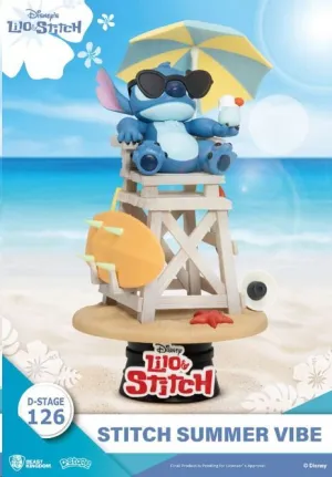 DISNEY DIORAMA PVC D-STAGE STITCH SUMMER VIBE 16 CM