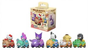 SANRIO ZOOM HERO VEHÍCULOS DE CUERDA CON FIGURAS HELLO KITTY AND FRIENDS SERIES 1