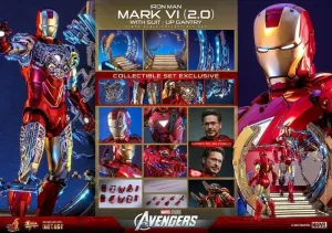 MARVEL LOS VENGADORES FIGURA MOVIE MASTERPIECE DIECAST 1/6 IRON MAN MARK VI (2.0) WITH SUIT-UP GANTRY 32 CM
