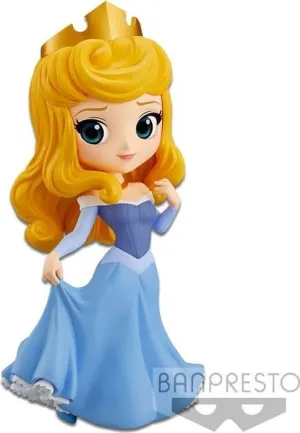LA BELLA DURMIENTE MINI FIGURA Q POSKET 14CM PRINCESA AURORA VESTIDO AZUL