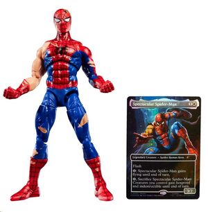 MARVEL LEGENDS MAGIC: THE GATHERING FIGURA BATTLE-DAMAGED SPIDER-MAN (CON CARTA EXCLUSIVA METALIZADA) 15 CM