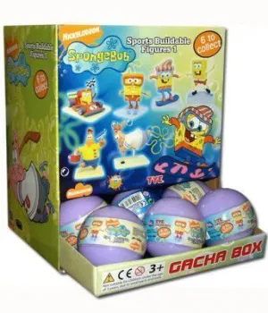 BOB ESPONJA GASHAPON 8CM EN BOLA MORADA (6 MODELOS)                        