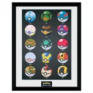 POSTER ENMARCADO POKEMON POKEBOLAS