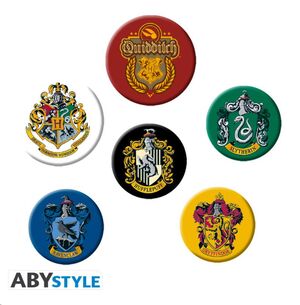 HARRY POTTER PAQUETE DE CHAPAS ESCUDO CASAS