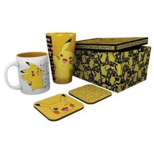 POKEMON PACK VASO XXL + TAZA + 2 POSAVASOS. PIKACHU