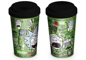 RICK Y MORTY TAZA DE VIAJE QUOTES                                          
