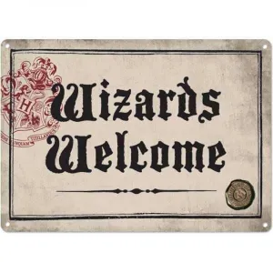 HARRY POTTER PLACA DE CHAPA WIZARDS WELCOME 21 X 15 CM                     