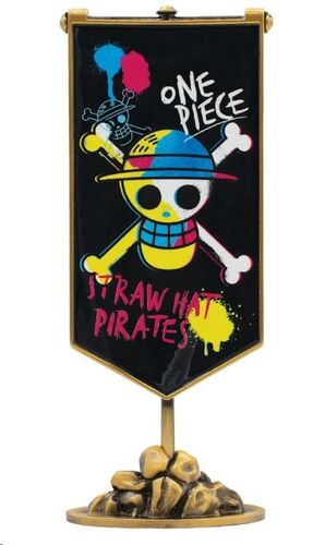 ONE PIECE RÉPLICA ESTANDARTE DE METAL DE LOS PIRATAS DEL SOMBRERO DE PAJA 11 X 6 CM