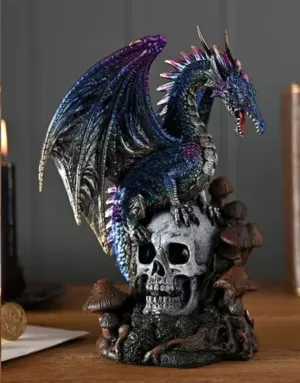 DRAGÓN AZUL EN CALAVERA FIGURA 20CM