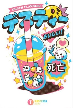 POSTER ILUSTRATA TE HELADO KAWAI MORTAL 61 X 91,5 CM