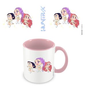 KPOP DEMON HUNTERS TAZA BLANCA Y ROSA HUNTRIX CHIBI 325 ML
