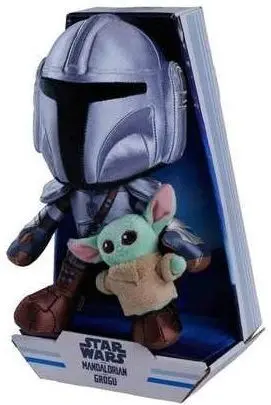 STAR WARS THE MANDALORIAN Y GROGU PELUCHE 25 CM MANDALORIANO CON MINI GROGU