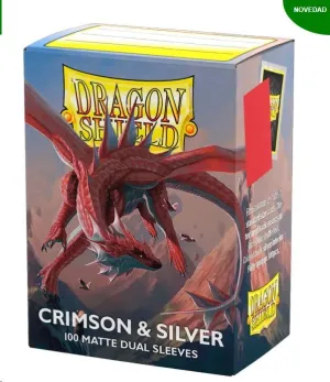 DRAGON SHIELD FUNDAS STANDARD MATTE DUAL CRIMSON & SILVER  (100) 
