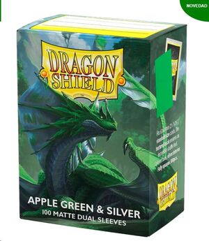 FUNDAS STANDARD MATTE DUAL (100 UNIDADES) APPLE GREEN & SILVER - DRAGON SHIELD