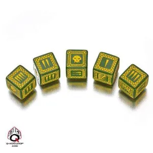 DADOS Q-WORKSHOP SET DE 5 D6 ORK GREEN & YELLOW