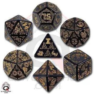 DADOS Q-WORKSHOP SET DE 7: CELTIC BLACK-YELLOW