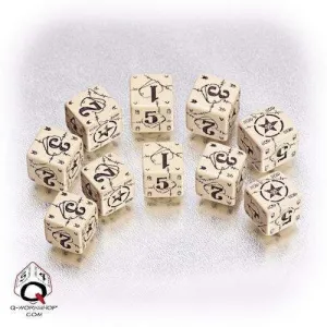 DADOS Q-WORKSHOP SET DE 10D6: BATTLE USA BEIGE-BLACK
