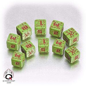 DADOS Q-WORKSHOP SET DE 10D6: BATTLE SOVIET GREEN-RED