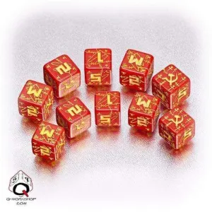DADOS Q-WORKSHOP SET DE 10D6: BATTLE SOVIET RED-YELLOW
