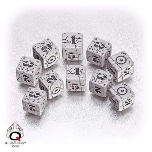 DADOS Q-WORKSHOP SET DE 10D6: BATTLE UK GRAY-BLACK