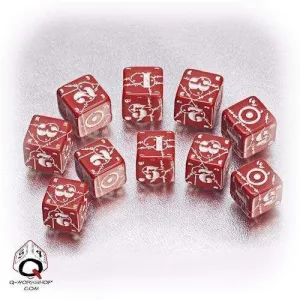 DADOS Q-WORKSHOP SET DE 10D6: BATTLE UK RED-WHITE